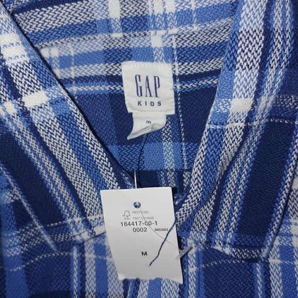 NWT GAP cotton twill button down shirt in blue & white plaid size medium - Picture 6 of 11